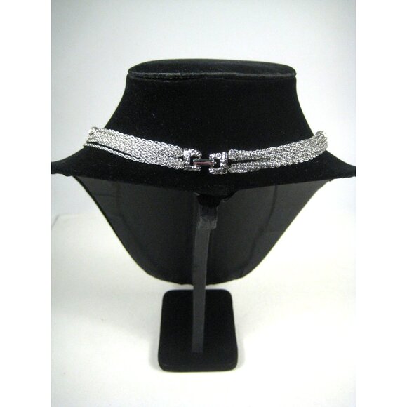 Multi Strand Necklace Silvertone Chain 23 inch Vintage Sleek Modernist Modern - Picture 8 of 10
